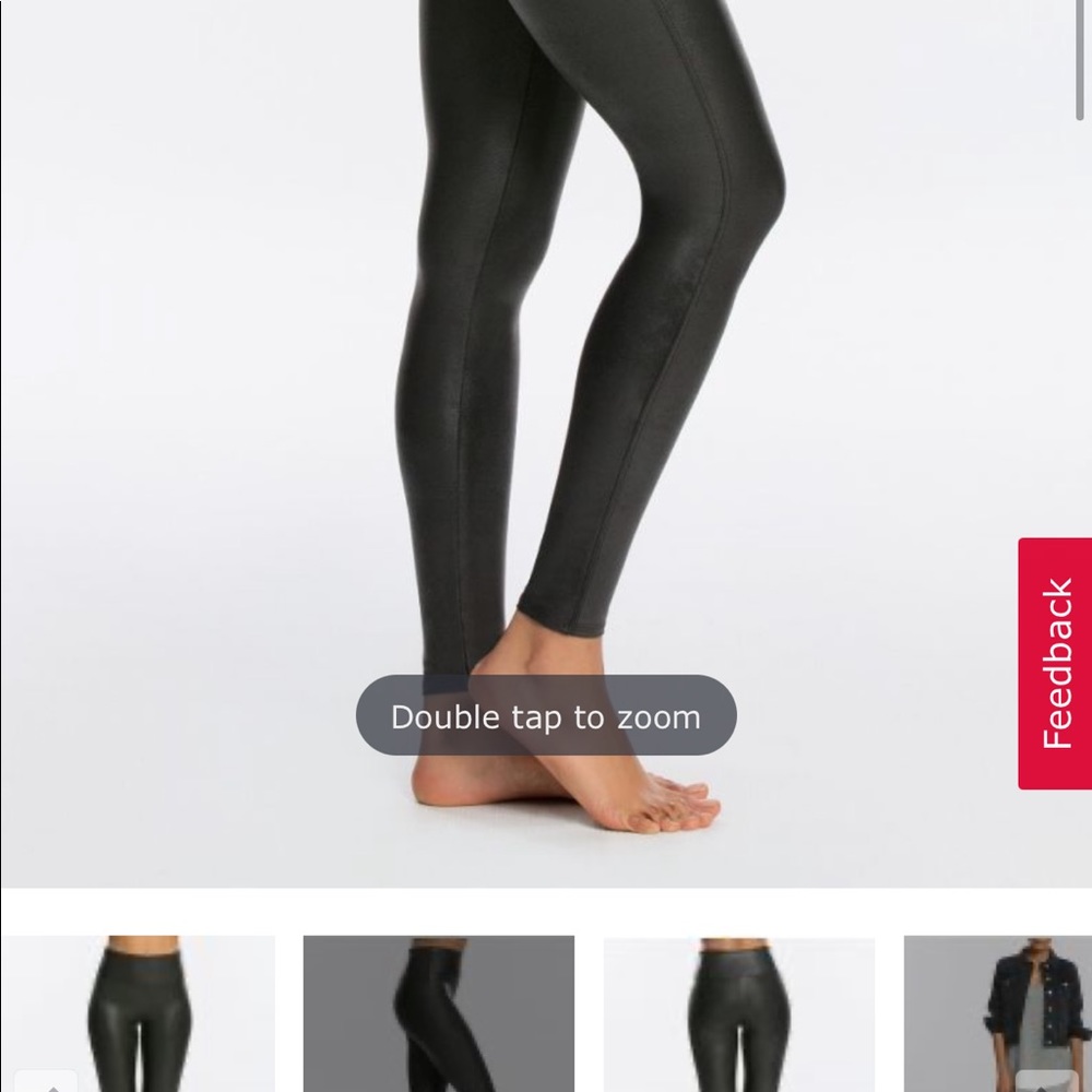 Spanx Black Faux Leather Leggings - Medium